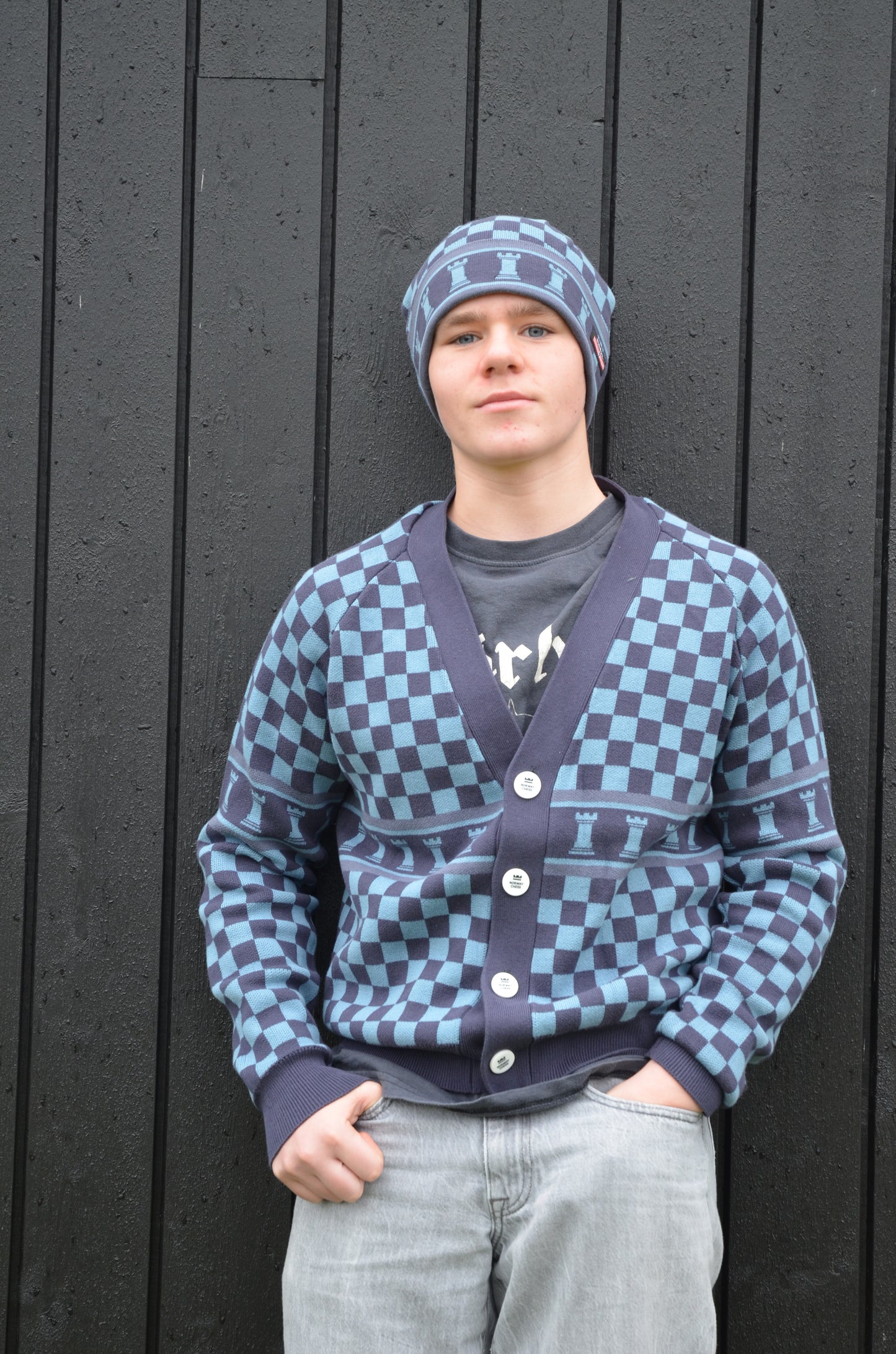 Blue Checkered Beanie