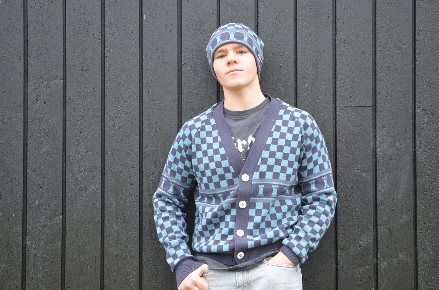 Blue Checkered Beanie